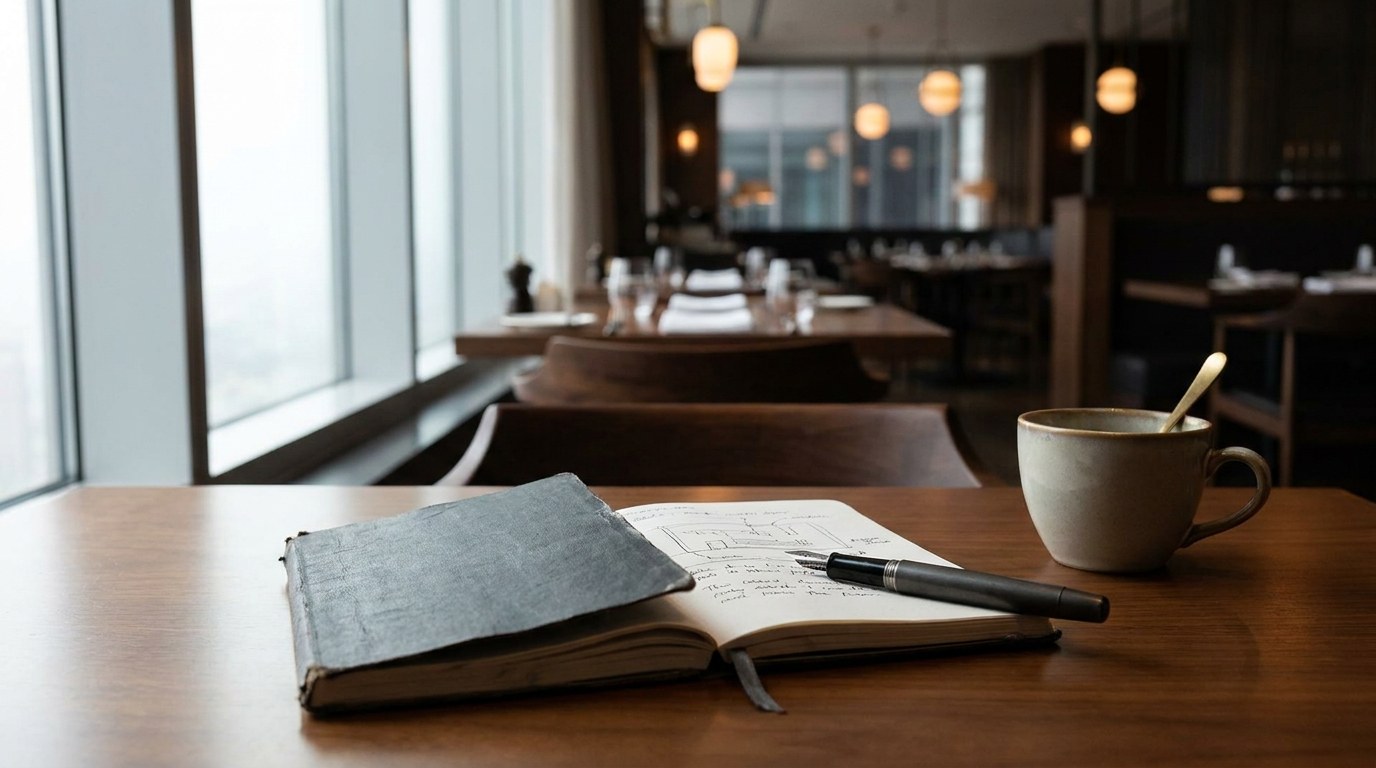 A notebook and pen on a desk