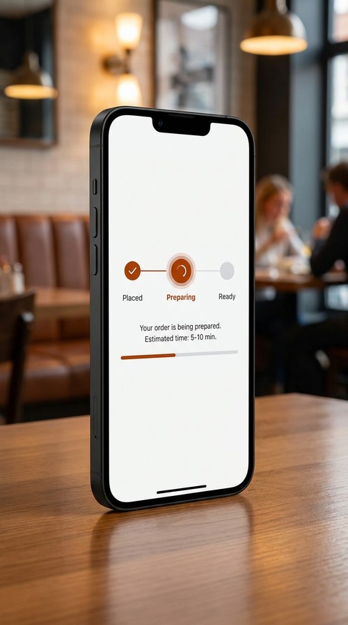 A phone showing a live order-tracking screen