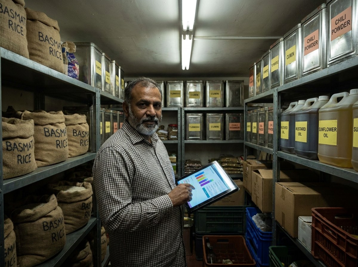 A store manager checking inventory levels
