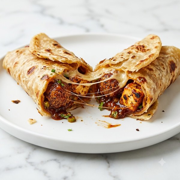 Manchurian Paneer Barbeque Spring Frankie - Cheese