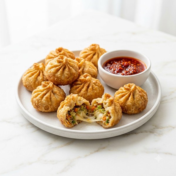 Fried Veg Cheese Momos - 5pcs