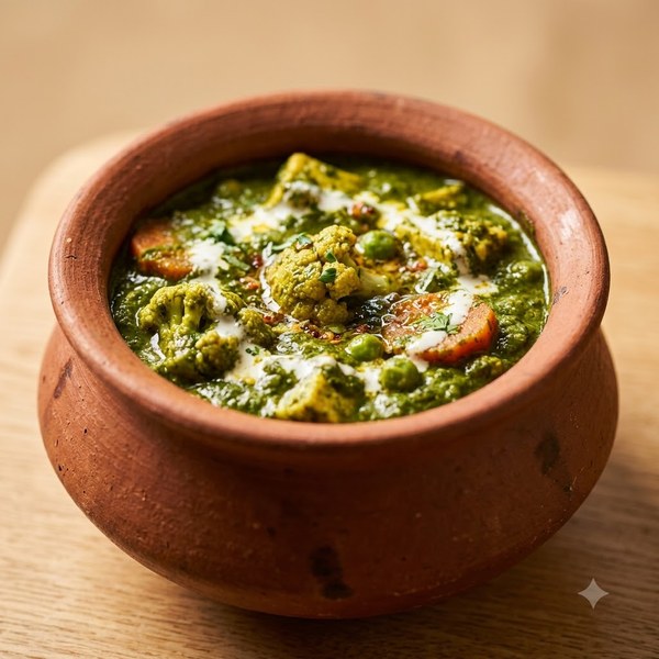 Veg Diwani Handi (Palak Gravy)